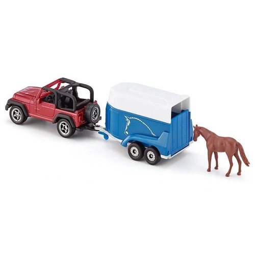 Jeep with horse trailer - horse, +